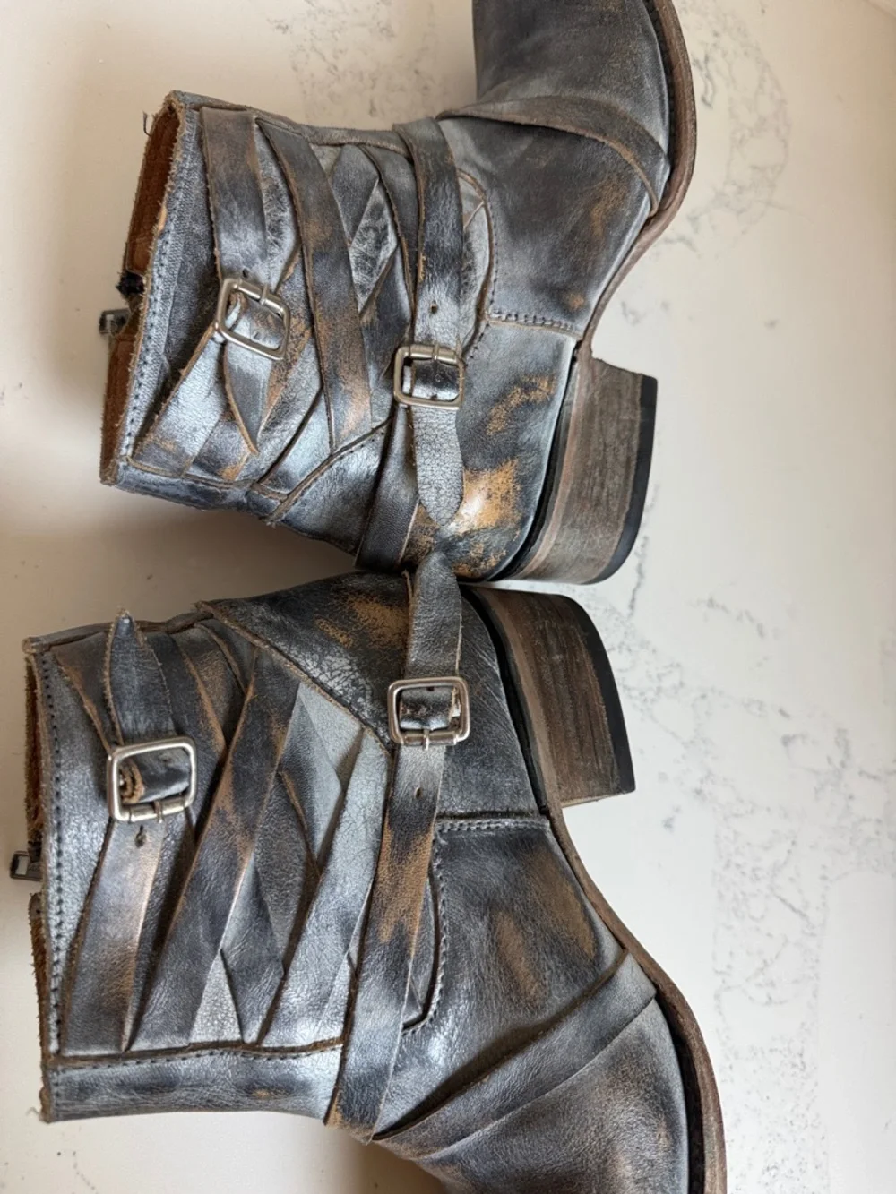 Freebird by Steven Sammi Ankle Booties Womens Size 7 Color Brown Distressed